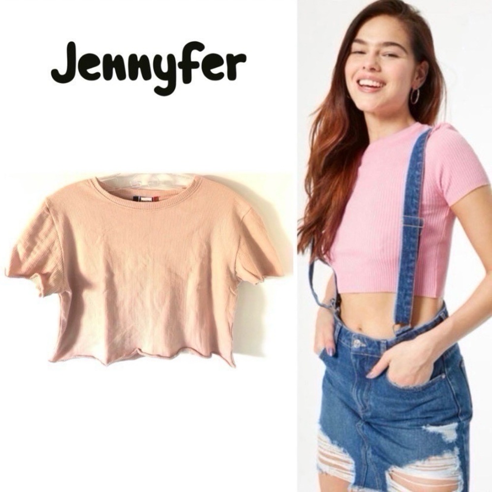 Pink Ribbed Crop Top